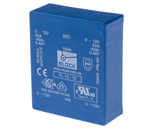 63-7420-17　12V ac 2 Output Through Hole PCB Transformer, 10VA　FL 10/12