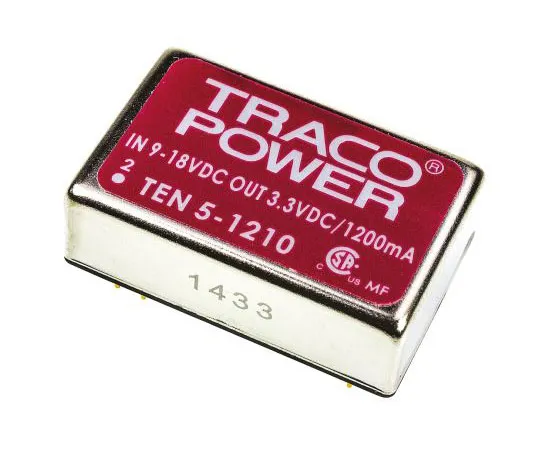 63-7472-42　TRACOPOWER TEN 5 6W Isolated DC-DC Converter Through Hole, Voltage in 9 → 18 V dc, Voltage out 3.3V dc　TEN 5-1210