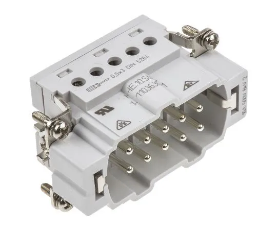 63-7479-12　HE Series size 4 Connector Insert, Male, 10 Way, 16A, 400 V　1-1103636-1