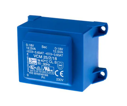 63-7500-63　18V ac 2 Output Through Hole PCB Transformer, 25VA　VCM 25/2/18