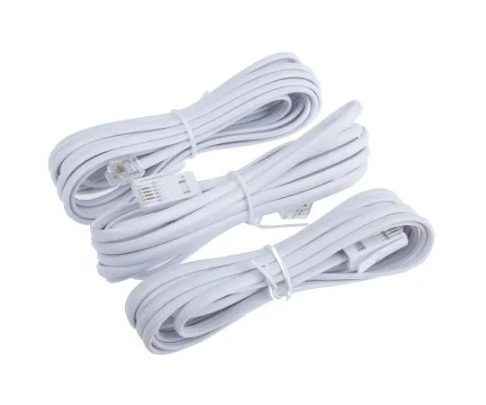 63-7587-71　RS PRO White 3m Telephone Extension Cable Male RJ11 to Male BT431A　495-0404