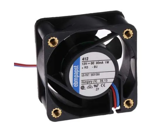 63-7711-45　ebm-papst 400 Series Axial Fan, 40 x 40 x 20mm, 10m³/h, 900mW, 12 V dc　412-RS0