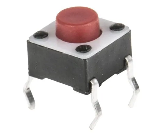 63-7571-98　Red Button Tactile Switch, Single Pole Single Throw (SPST) 50 mA @ 24 V dc 1.4mm　1825910-7