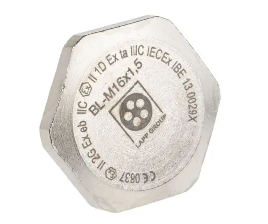 63-7655-15　Lapp ATEX M16 Plug, Nickel Plated Brass, Threaded, IP68　52103113