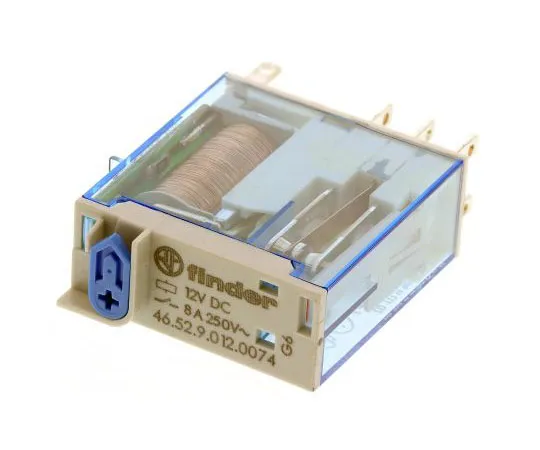 63-7615-83　Finder46 Series DPDT Non-Latching Relay PCB Mount, 12V dc Coil, 8A　46.52.9.012.0074