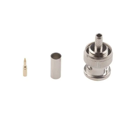 63-7627-28　RS Pro Straight 75Ω Cable Mount BNC Connector, Plug, Nickel, Crimp Termination, BT 3002　546-3686