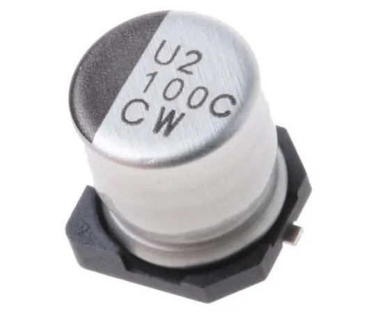 63-7746-73　Nichicon 100μF 16V dc Aluminium Electrolytic Capacitor, Surface Mount 6.3 (Dia.) x 7mm +105°C 6.3mm　UCW1C101MCL1GS