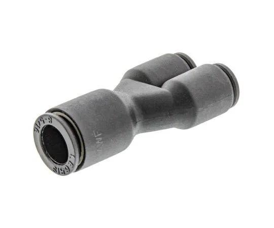 63-7640-74　Legris 3140 Pneumatic Y Tube-to-Tube Adapter, Push In 6 mm x Push In 6 mm x Push In 8 mm　3140 06 08
