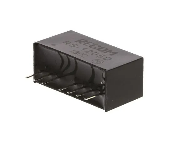 63-7568-28　Recom RS 2W Isolated DC-DC Converter Through Hole, Voltage in 9 → 18 V dc, Voltage out ±5V dc　RS-1205D