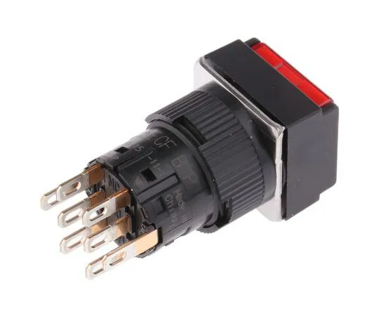 63-7633-69　Schneider Electric, Harmony XB6 Illuminated Red Square Push Button, DPDT-2NO/2NC, 16mm Latching Quick Connect, Solder　XB6ECF4B2P