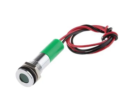 63-7708-90　RS PRO Green Indicator, 220 V ac, 8mm Mounting Hole Size, Lead Wires Termination, IP67　700-1946