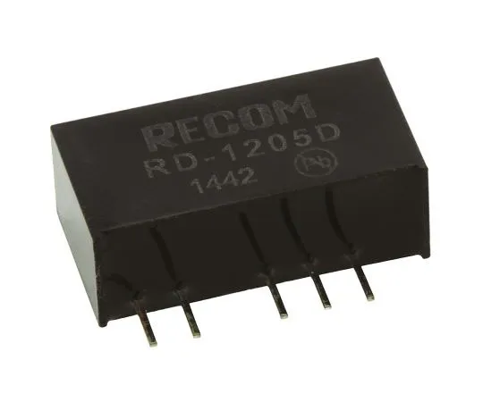 63-7673-60　Recom RD 2W Isolated DC-DC Converter Through Hole, Voltage in 10.8 → 13.2 V dc, Voltage out ±5V dc　RD-1205D