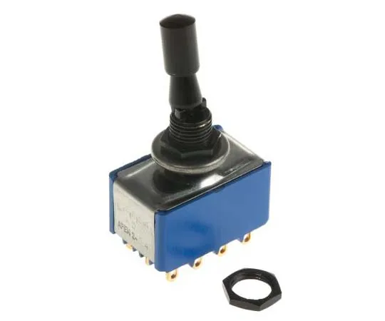63-7700-04　APEM Four Pole Double Throw (4PDT) Toggle Switch, Latching, Panel Mount　5666ADBGK2V