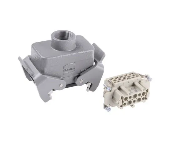 63-7567-66　Han E Series 10 Way Female 16A Panel Feed Through Set, includes Hood, Insert　09300101731+09330102701