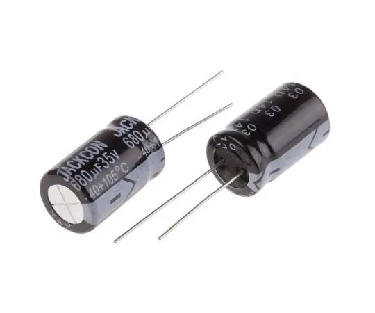 63-7737-19　RS PRO 680μF 35V dc Aluminium Electrolytic Capacitor, Through Hole 13 (Dia.) x 21mm +105°C 13mm 5mm 21mm　170-1227