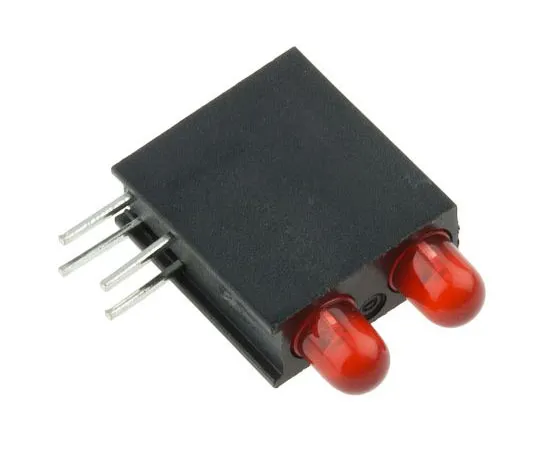 63-7627-08　Dialight 553-0211-200F, Red Right Angle PCB LED Indicator, 2 LEDs, Through Hole 2.2 V　553-0211-200F