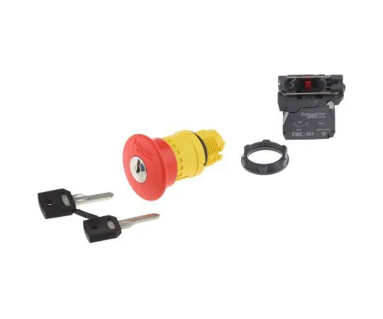 63-7632-94　Schneider Electric Harmony, Red, Key Reset 40mm Mushroom Head Emergency Button　XB5AS9445