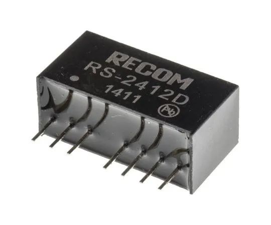 63-7568-33　Recom RS 2W Isolated DC-DC Converter Through Hole, Voltage in 18 → 36 V dc, Voltage out ±12V dc　RS-2412D