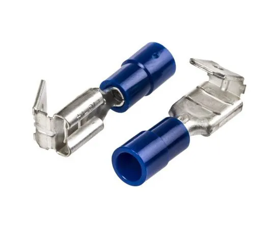 63-7636-71　RS PRO Insulated Crimp Piggyback Terminal, 6.35 x 0.8mm, 1.5mm² to 2.5mm², 16AWG to 14AWG, Blue　613-9895