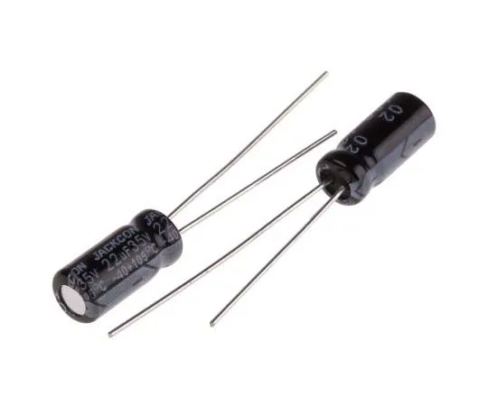 63-7736-99　RS PRO 22μF 35V dc Aluminium Electrolytic Capacitor, Through Hole 5 (Dia.) x 11mm +105°C 5mm 2mm 11mm　711-1239