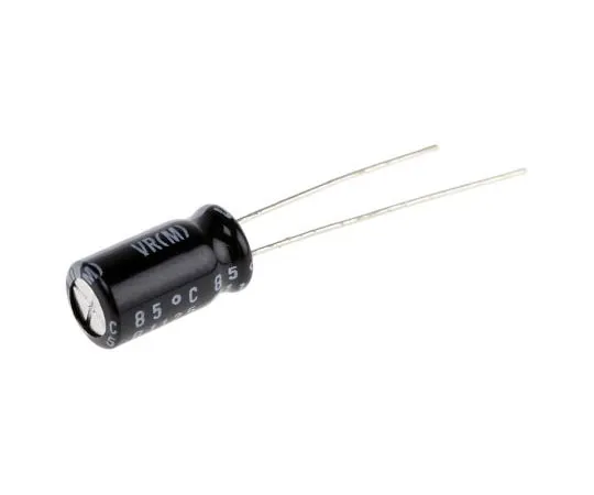 63-7605-96　Nichicon 100μF 25V dc Aluminium Electrolytic Capacitor, Through Hole 6.3 (Dia.) x 11mm +85°C 6.3mm 2.5mm　UVR1E101MED