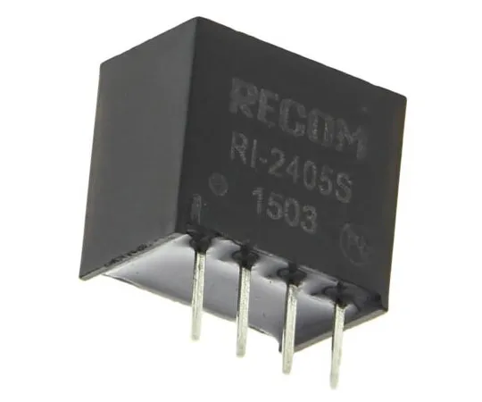 63-7673-49　Recom RI 2W Isolated DC-DC Converter Through Hole, Voltage in 21.6 → 26.4 V dc, Voltage out 5V dc　RI-2405S