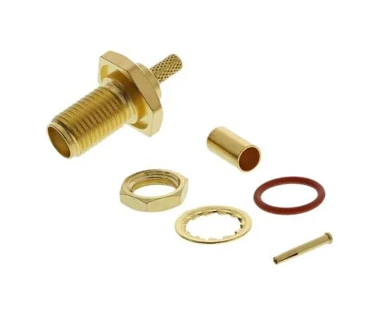 63-7742-13　Telegartner Straight 50Ω Panel Mount Bulkhead Fitting SMA Bulkhead, Crimp Termination RG174/U, RG188 A/U, RG316/U　J01151A0541