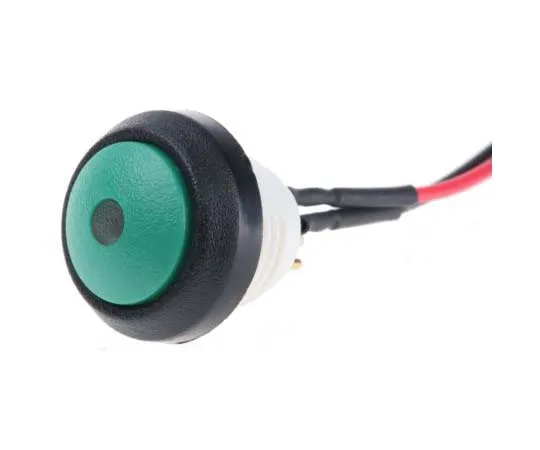 63-7714-46　ITW Single Pole Single Throw (SPST) Latching Red LED Push Button Switch, IP67, 1.29 (Dia.)mm, PCB　48-6-RB-R-GR-B