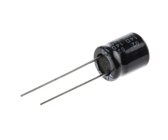 63-7737-76　RS PRO 100μF 63V dc Aluminium Electrolytic Capacitor, Through Hole 10 (Dia.) x 12mm +105°C 10mm 5mm 12mm　170-1272