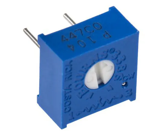 63-7609-06　100kΩ Through Hole Trimmer Potentiometer 0.5W Top Adjust Bourns 3386 Series　3386P-1-104LF