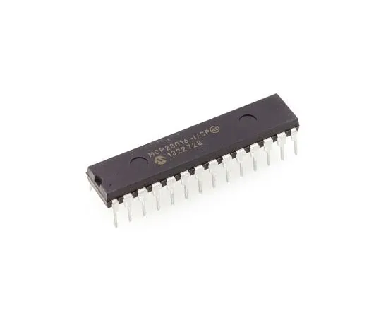 63-7684-42　Microchip MCP23016-I/SP, 16-Channel I/O Expander 400MHz, I2C, 28-Pin SPDIP　MCP23016-I/SP