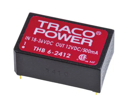 63-7658-67　TRACOPOWER THB 6 6W Isolated DC-DC Converter Through Hole, Voltage in 18 → 36 V dc, Voltage out 12V dc Medical　THB 6-2412