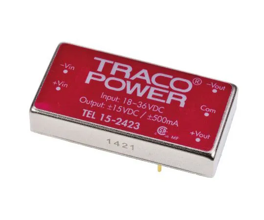 63-7600-14　TRACOPOWER TEL 15 15W Isolated DC-DC Converter Through Hole, Voltage in 18 → 36 V dc, Voltage out ±15V dc　TEL 15-2423