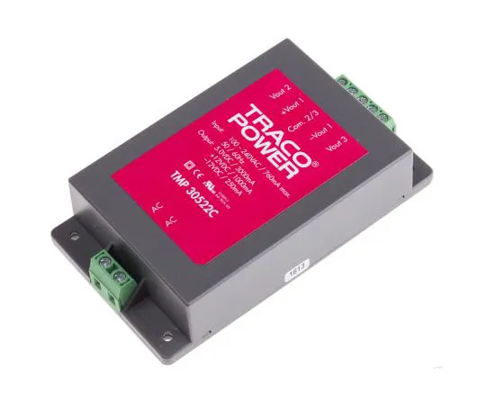 63-7654-85　TRACOPOWER 30W Triple Output Embedded Switch Mode Power Supply SMPS, 1 A, 3 A, 250 mA, 5/±12V dc Encapsulated　TMP 30522C