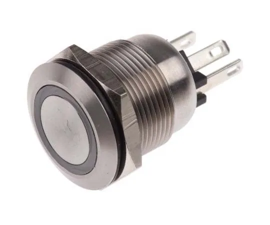 63-7730-32　Bulgin Single Pole Single Throw (SPST) Momentary Green/Blue LED Push Button Switch, IP66, 19.2 (Dia.)mm, Panel Mount,　MPI002/28/D5