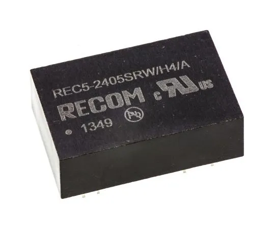 63-7568-56　Recom REC5 5W Isolated DC-DC Converter Through Hole, Voltage in 18 → 36 V dc, Voltage out 5V dc Medical Approved　REC5-2405SRW/H4/A