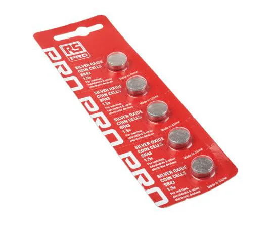 63-7603-68　RS Button Battery, SR43, 1.55V, 11.6mm Diameter　514-7700