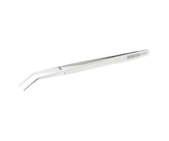 63-7653-85　Bernstein Tools for electronics 150 mm, Nickel Plated Steel, Bent, Tweezers　5-107