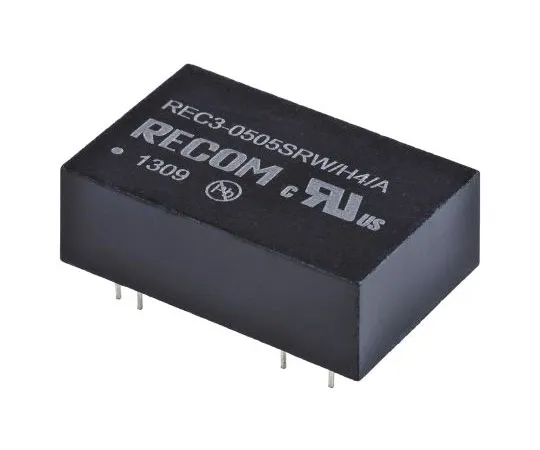 63-7672-05　Recom REC3 3W Isolated DC-DC Converter Through Hole, Voltage in 4.5 → 9 V dc, Voltage out 5V dc　REC3-0505SRW/H4/A