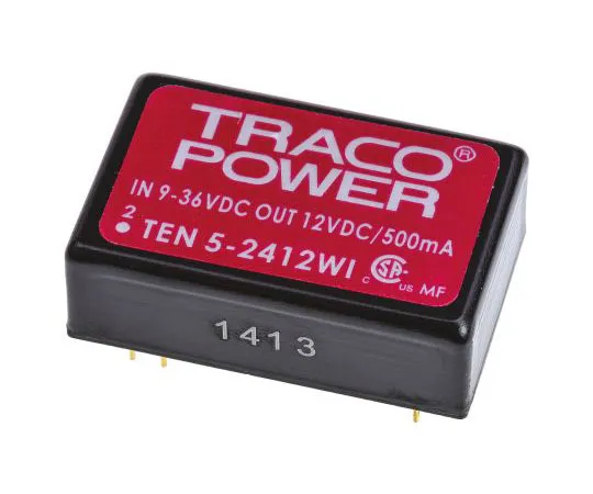 63-7620-70　TRACOPOWER TEN 5WI 6W Isolated DC-DC Converter Through Hole, Voltage in 9 → 36 V dc, Voltage out 12V dc　TEN 5-2412WI