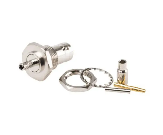 63-7683-16　TE Connectivity Straight 50Ω Panel Mount Bulkhead Fitting BNC Connector, jack, Nickel, Crimp Termination, RG174 A/U,　1-1337548-0