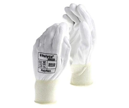 63-7635-80　BM Polyco Polyflex Nylon Polyurethane-Coated General Purpose Gloves, size 9, White　8803
