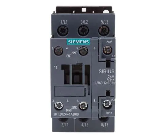 63-7721-62　Siemens 3 Pole Contactor, 12 A, 24 V ac Coil, SIRIUS Innovation, 3NO, 5.5 kW　3RT2024-1AB00