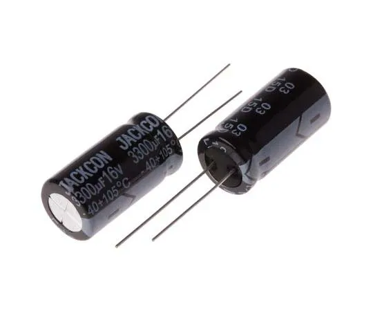 63-7736-64　RS PRO 3300μF 16V dc Aluminium Electrolytic Capacitor, Through Hole 13 (Dia.) x 26mm +105°C 13mm 5mm 26mm　170-1185