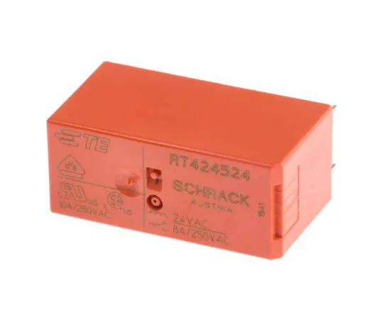 63-7679-56　TE ConnectivityRT2 DPDT Non-Latching Relay PCB Mount, 24V Coil, 8A　RT424524