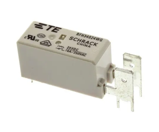 63-7601-23　TE ConnectivityRF SPNO Non-Latching Relay PCB Mount, 24V dc Coil, 16A　RFH34024WG