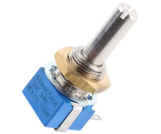 63-7609-61　Bourns 1 Gang Rotary Cermet Potentiometer with a 6 mm Dia. Shaft, 500Ω, ±10%, 1W, Linear 53RAA-R25-A08L　53RAA-R25-A08L