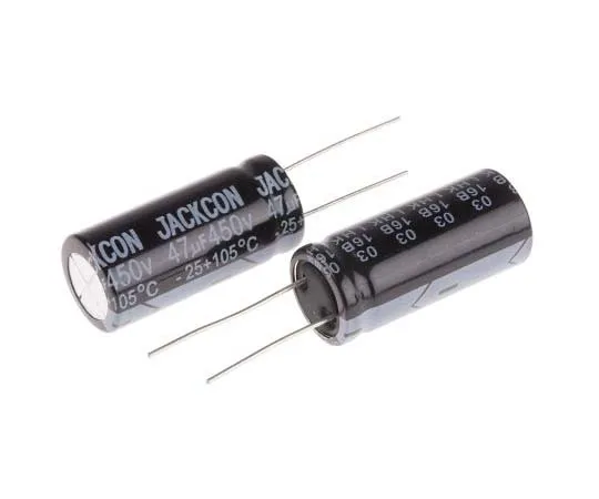 63-7738-50　RS PRO 47μF 450V dc Aluminium Capacitors, Through Hole 16 (Dia.) x 36mm +105°C 16mm 7.5mm 36mm　173-0281