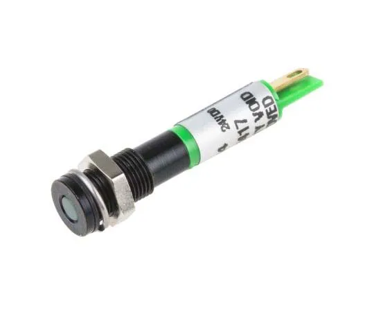 63-7708-45　RS PRO Green Indicator, 24 V dc, 6mm Mounting Hole Size, Solder Tab Termination, IP67　700-1634