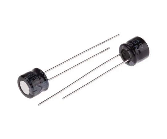 63-7721-09　RS PRO 22μF 35V dc Aluminium Electrolytic Capacitor, Through Hole 6 (Dia.) x 5mm +105°C 6mm 2.5mm 5mm　170-1020